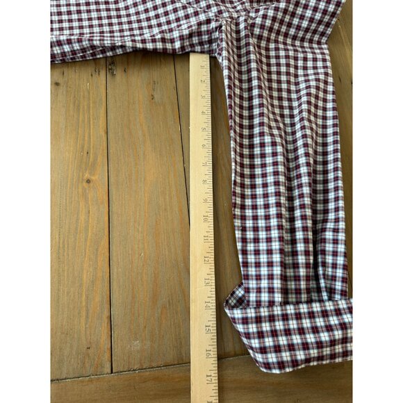 Nautica Mens Classic Fit Flex Wrinkle Resistant Burgundy & White Plaid Long Slee - Picture 6 of 7